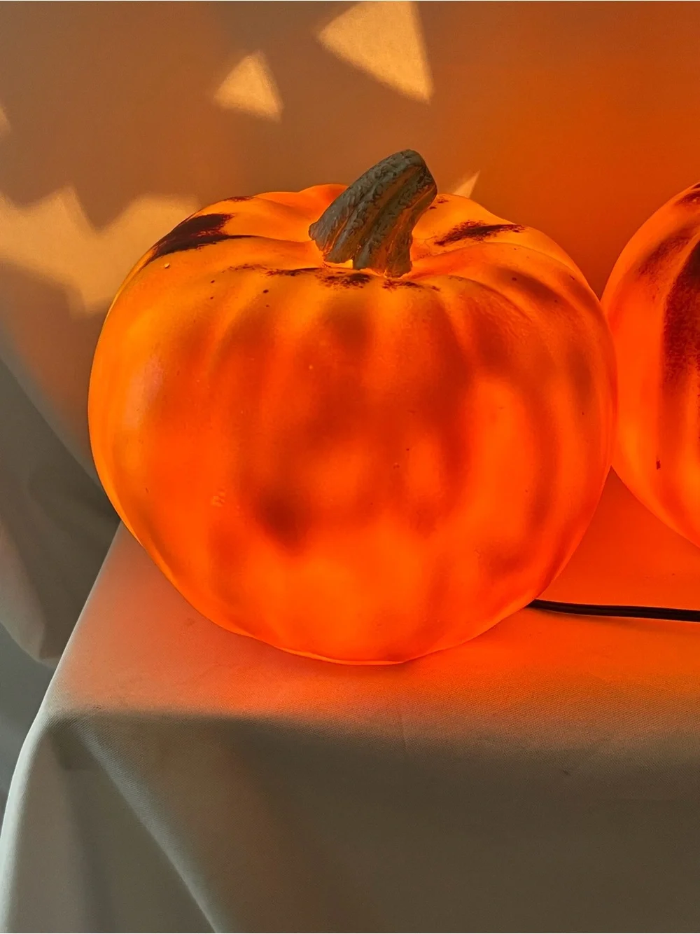 Vintage Pair Lighted Jack O’ Lantern Pumpkin Halloween Blow Mold Table Decor